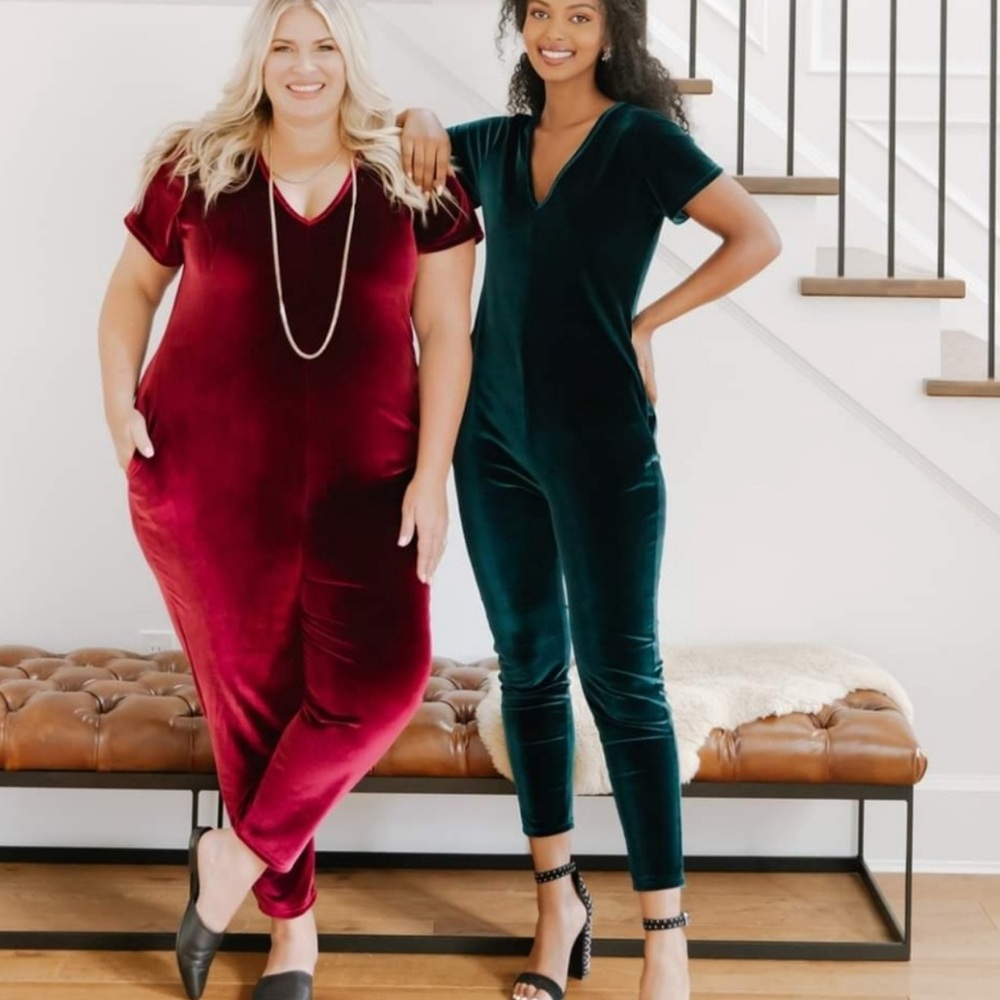 Smash + Tess Green Velvet Sunday Romper - XXS